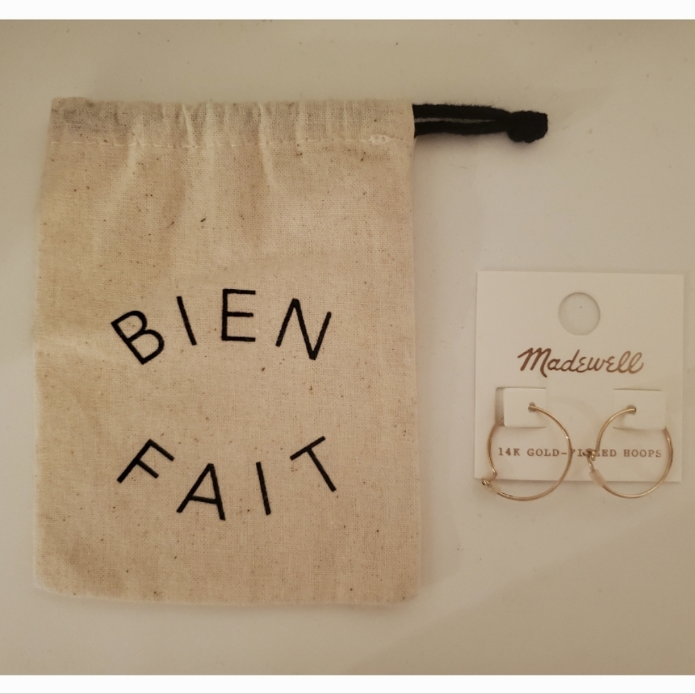 Madewell Mahnal Filament Hoop earrings 14k gold demi fine